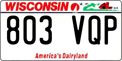 WI license plate 803VQP