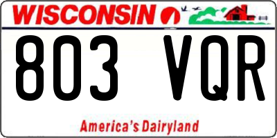 WI license plate 803VQR