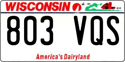 WI license plate 803VQS