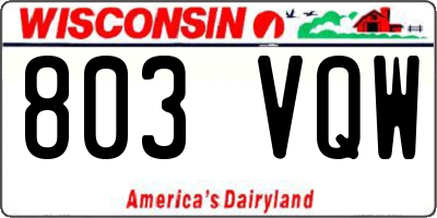 WI license plate 803VQW
