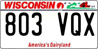 WI license plate 803VQX