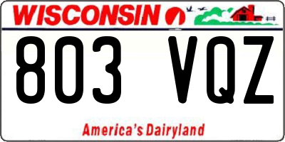 WI license plate 803VQZ