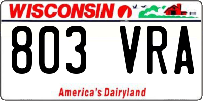 WI license plate 803VRA