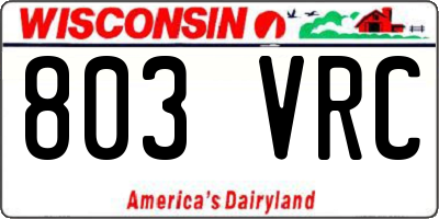 WI license plate 803VRC