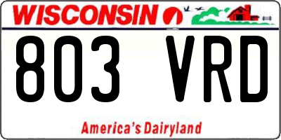 WI license plate 803VRD
