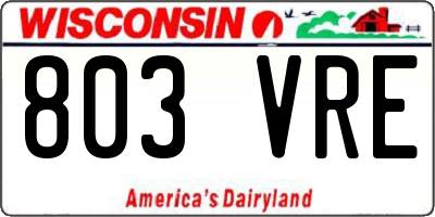 WI license plate 803VRE