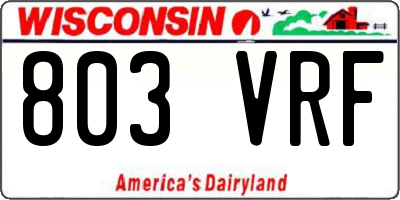 WI license plate 803VRF