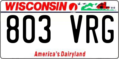 WI license plate 803VRG