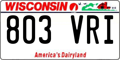 WI license plate 803VRI