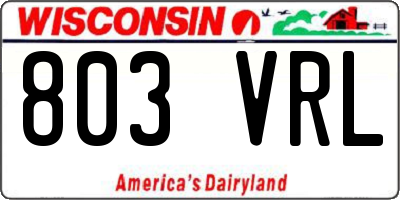 WI license plate 803VRL