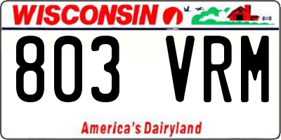WI license plate 803VRM