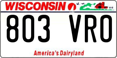 WI license plate 803VRO