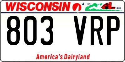 WI license plate 803VRP