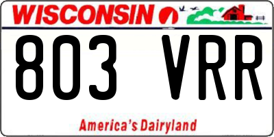 WI license plate 803VRR