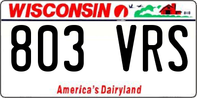 WI license plate 803VRS
