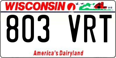 WI license plate 803VRT
