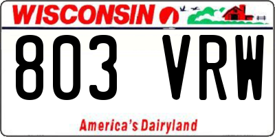 WI license plate 803VRW