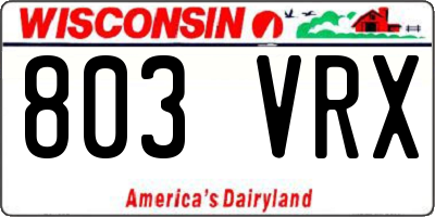 WI license plate 803VRX