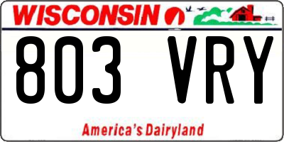 WI license plate 803VRY