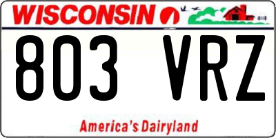 WI license plate 803VRZ
