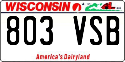 WI license plate 803VSB