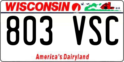 WI license plate 803VSC