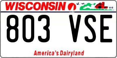 WI license plate 803VSE