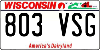 WI license plate 803VSG