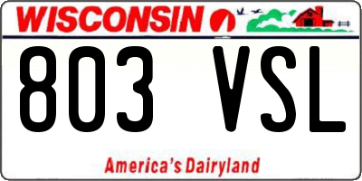 WI license plate 803VSL
