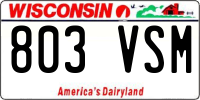 WI license plate 803VSM