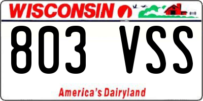 WI license plate 803VSS