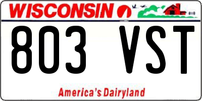 WI license plate 803VST