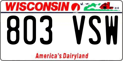 WI license plate 803VSW