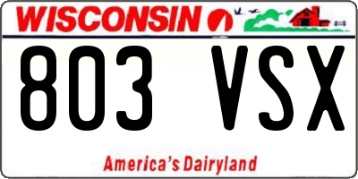 WI license plate 803VSX