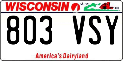 WI license plate 803VSY