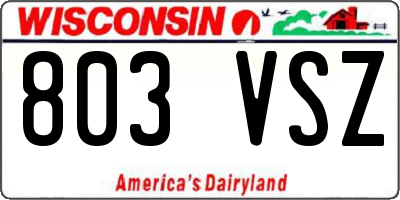 WI license plate 803VSZ