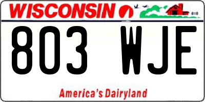 WI license plate 803WJE