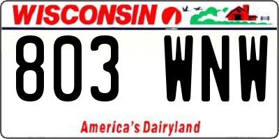 WI license plate 803WNW