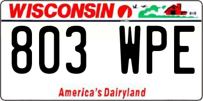WI license plate 803WPE