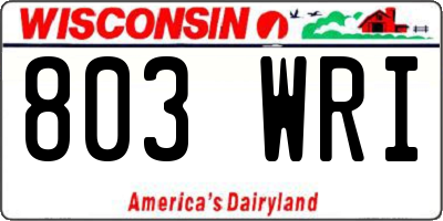 WI license plate 803WRI