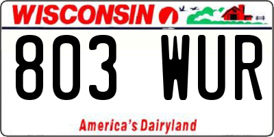 WI license plate 803WUR