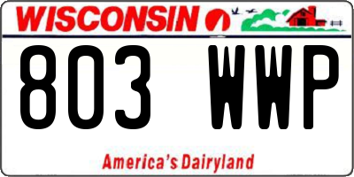 WI license plate 803WWP