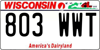 WI license plate 803WWT