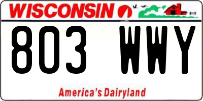 WI license plate 803WWY