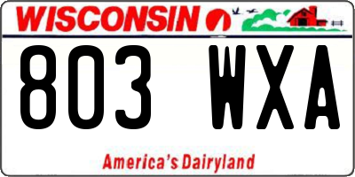 WI license plate 803WXA