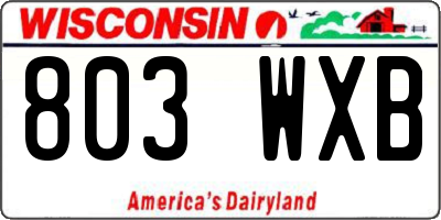 WI license plate 803WXB