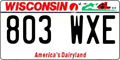 WI license plate 803WXE