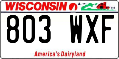 WI license plate 803WXF