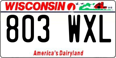 WI license plate 803WXL