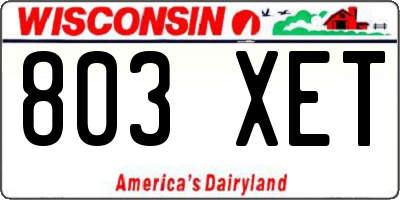 WI license plate 803XET